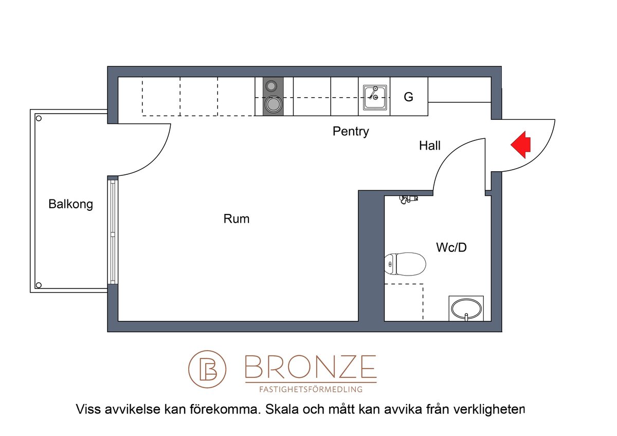 Lägenhet, 1 rooms, 25 sqm, Järfälla