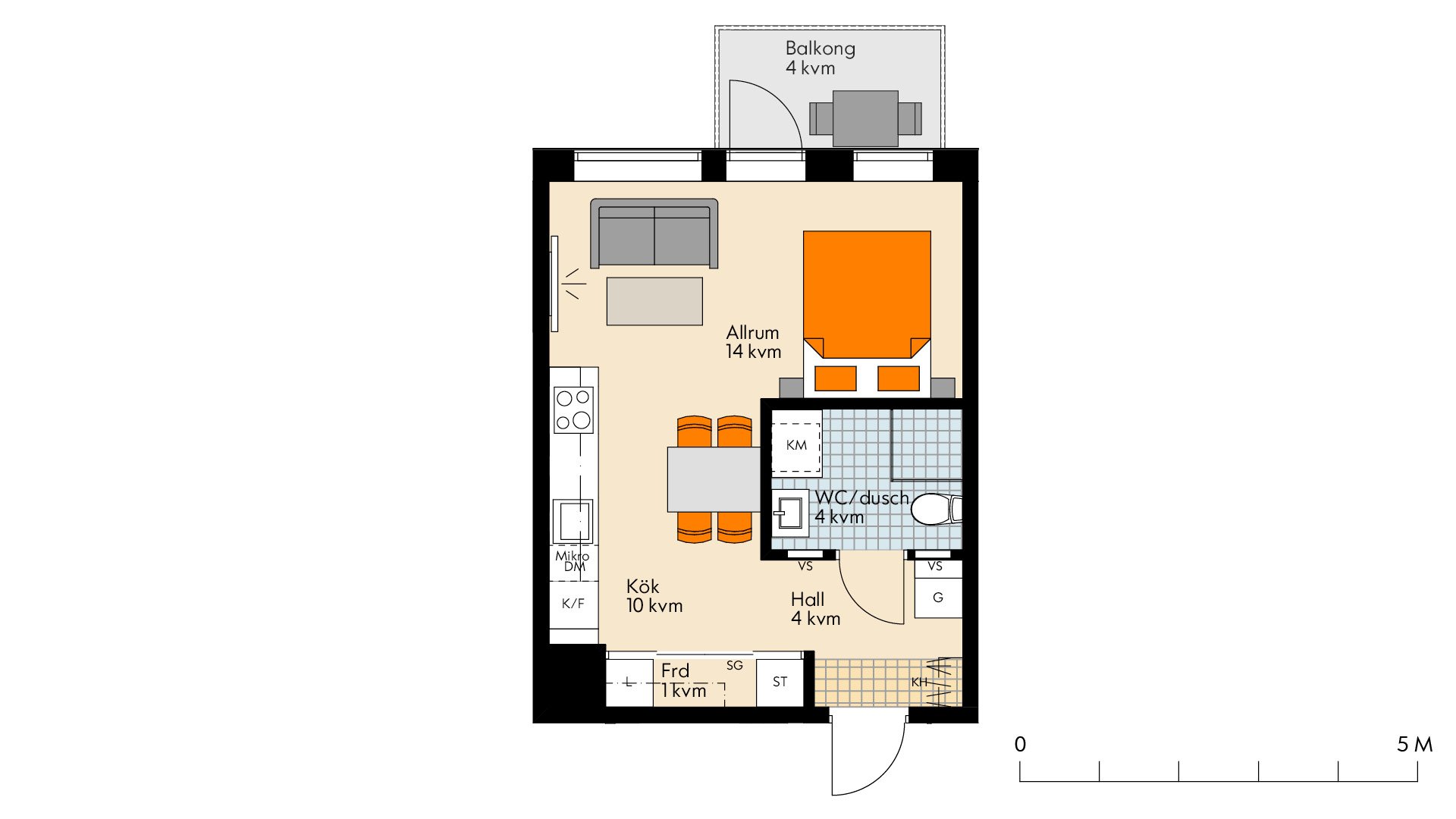 Lägenhet, 1 rooms, 33 sqm, Västerås