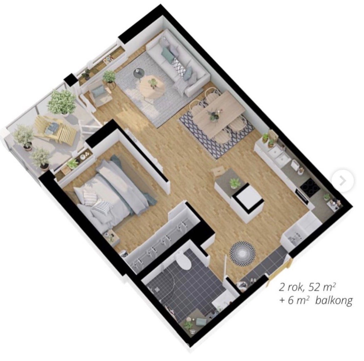Lägenhet, 2 rooms, 52 sqm, Linköping
