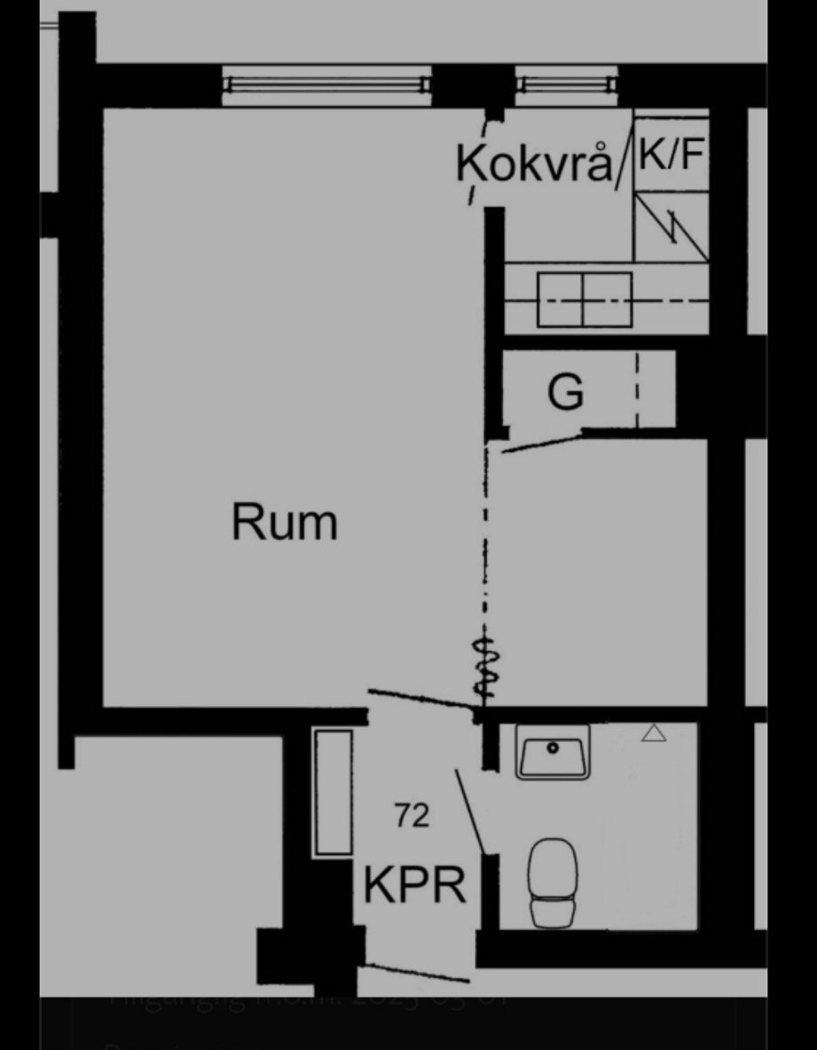 Lägenhet, 1 rooms, 27 sqm, Skellefteå