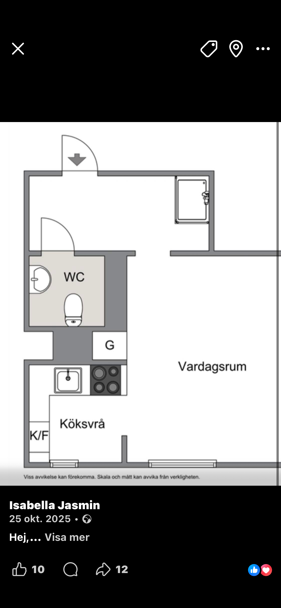 Lägenhet, 1 rooms, 26 sqm, Kinna