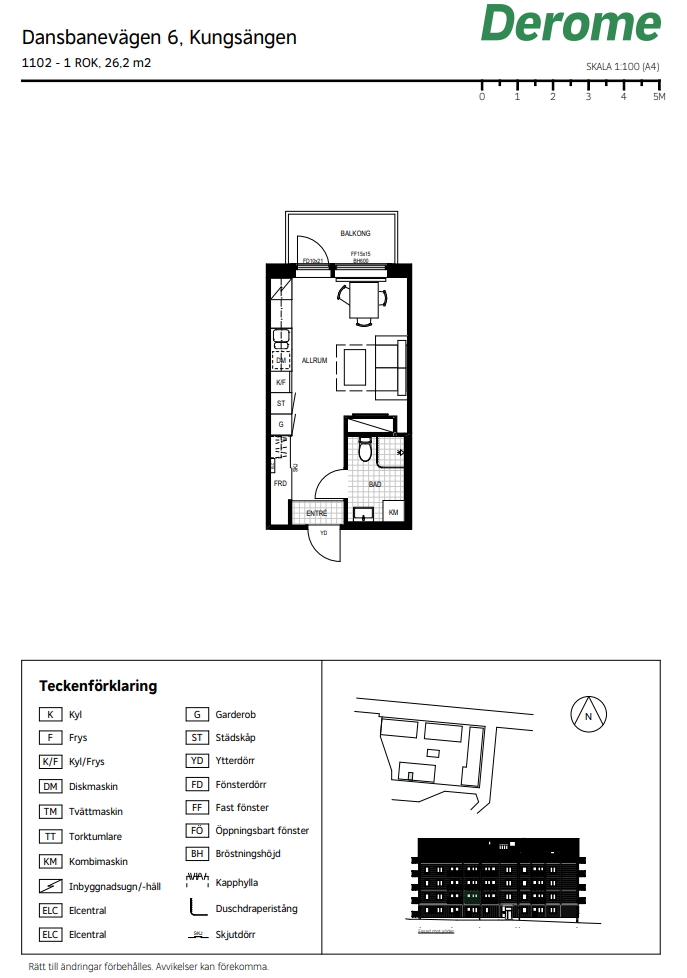 Lägenhet, 1 rooms, 26 sqm, Kungsängen
