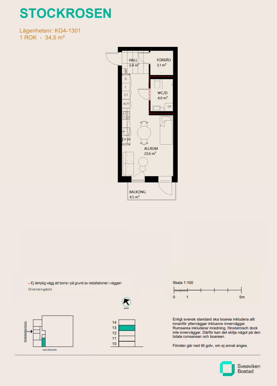 Lägenhet, 1 rooms, 34 sqm, Nyköping