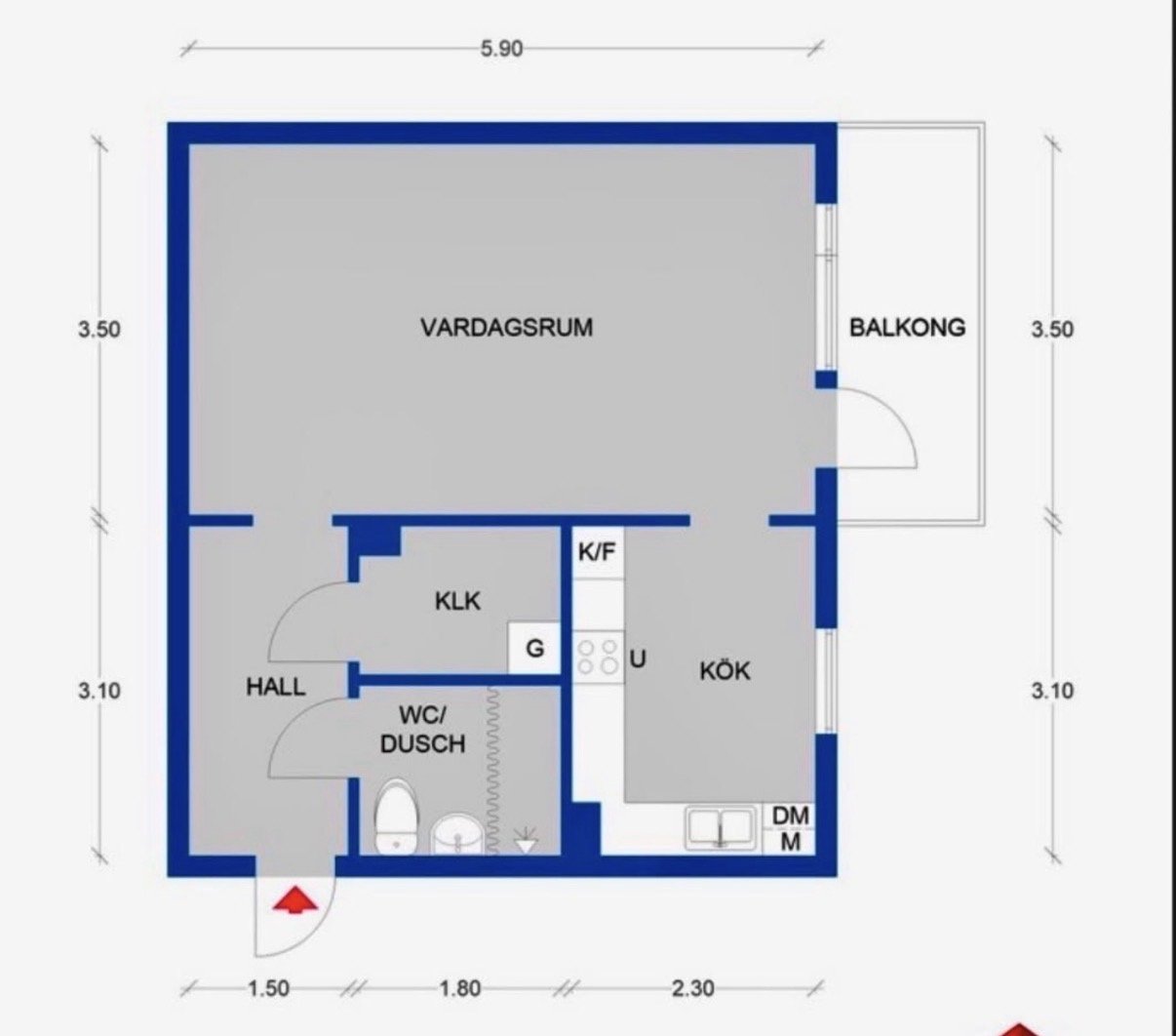 Lägenhet, 1 rooms, 40 sqm, Vänersborg
