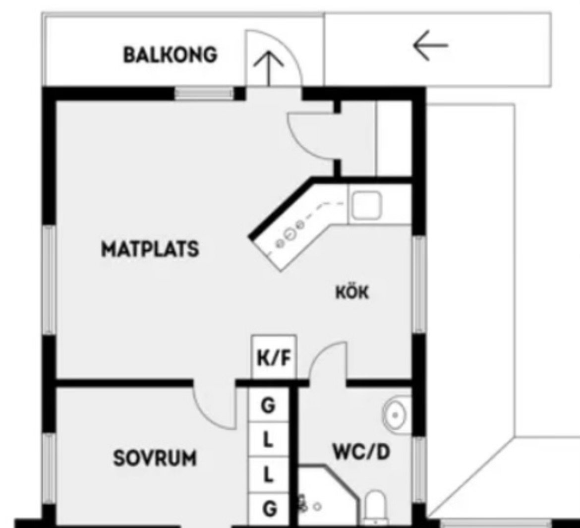 Lägenhet, 2 rooms, 44 sqm, Täby