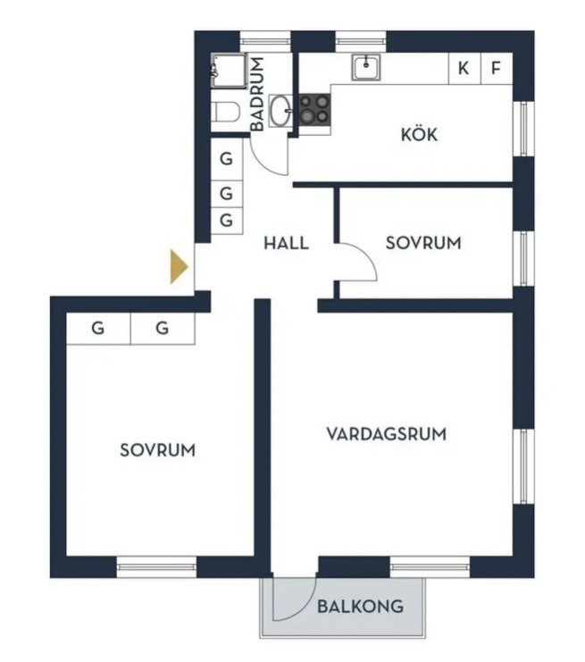 Lägenhet, 3 rooms, 69 sqm, Helsingborg