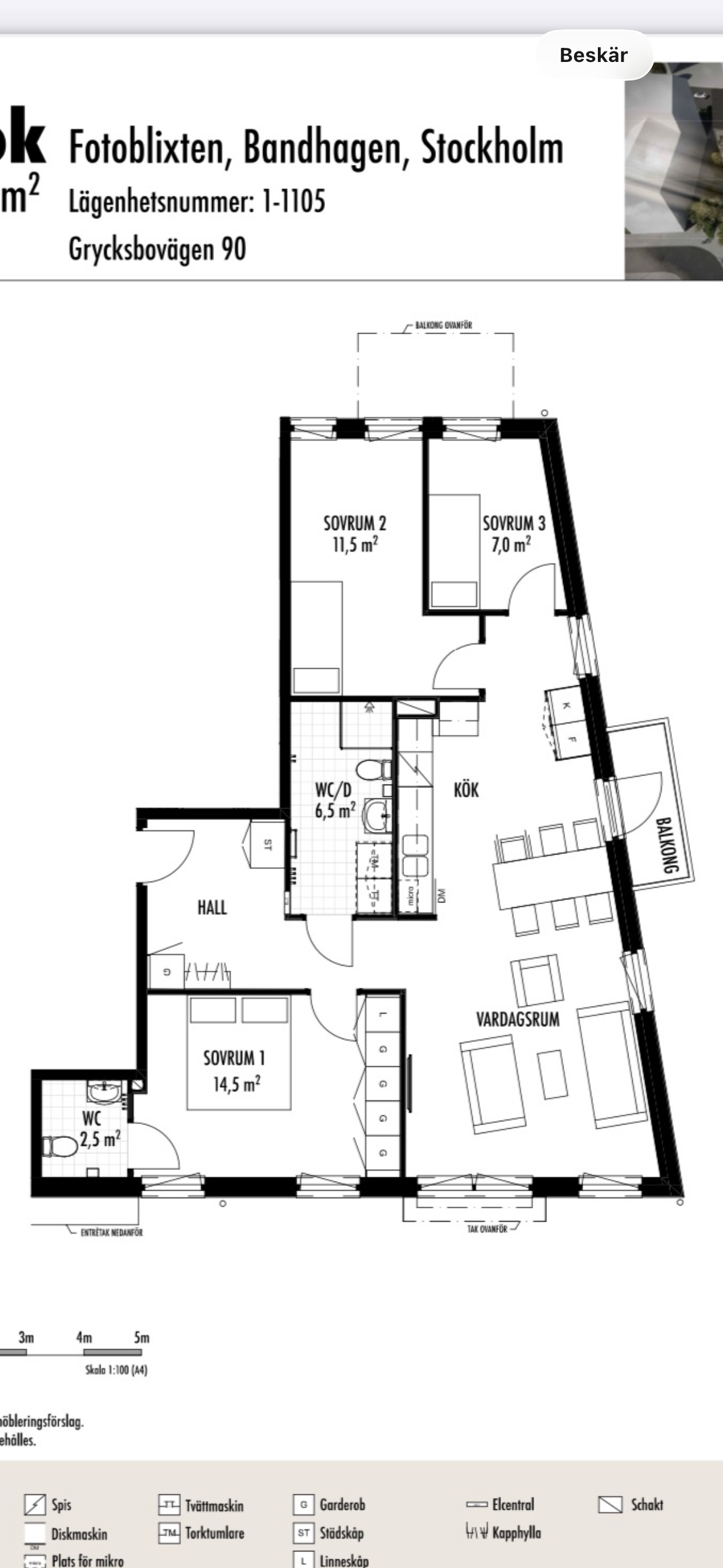 Lägenhet, 4 rooms, 89 sqm, Enskede