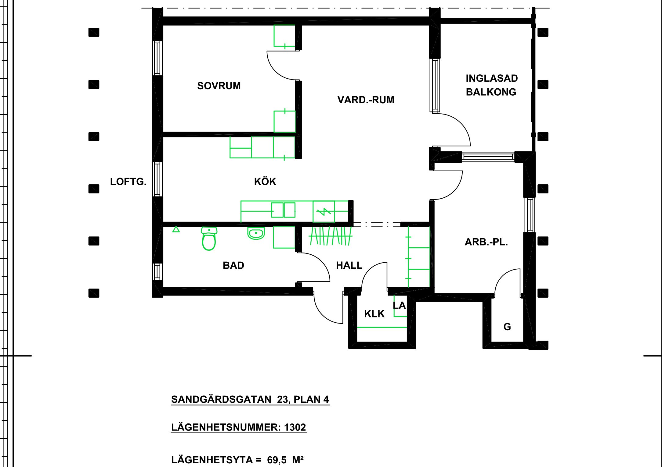 Lägenhet, 3 rum, 69 kvm, Växjö