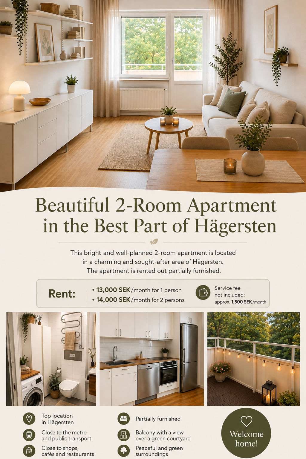 Lägenhet, 2 rooms, 47 sqm, Hägersten