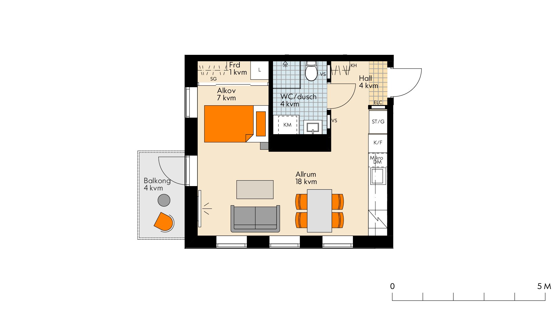Lägenhet, 1 rooms, 35 sqm, Västerås
