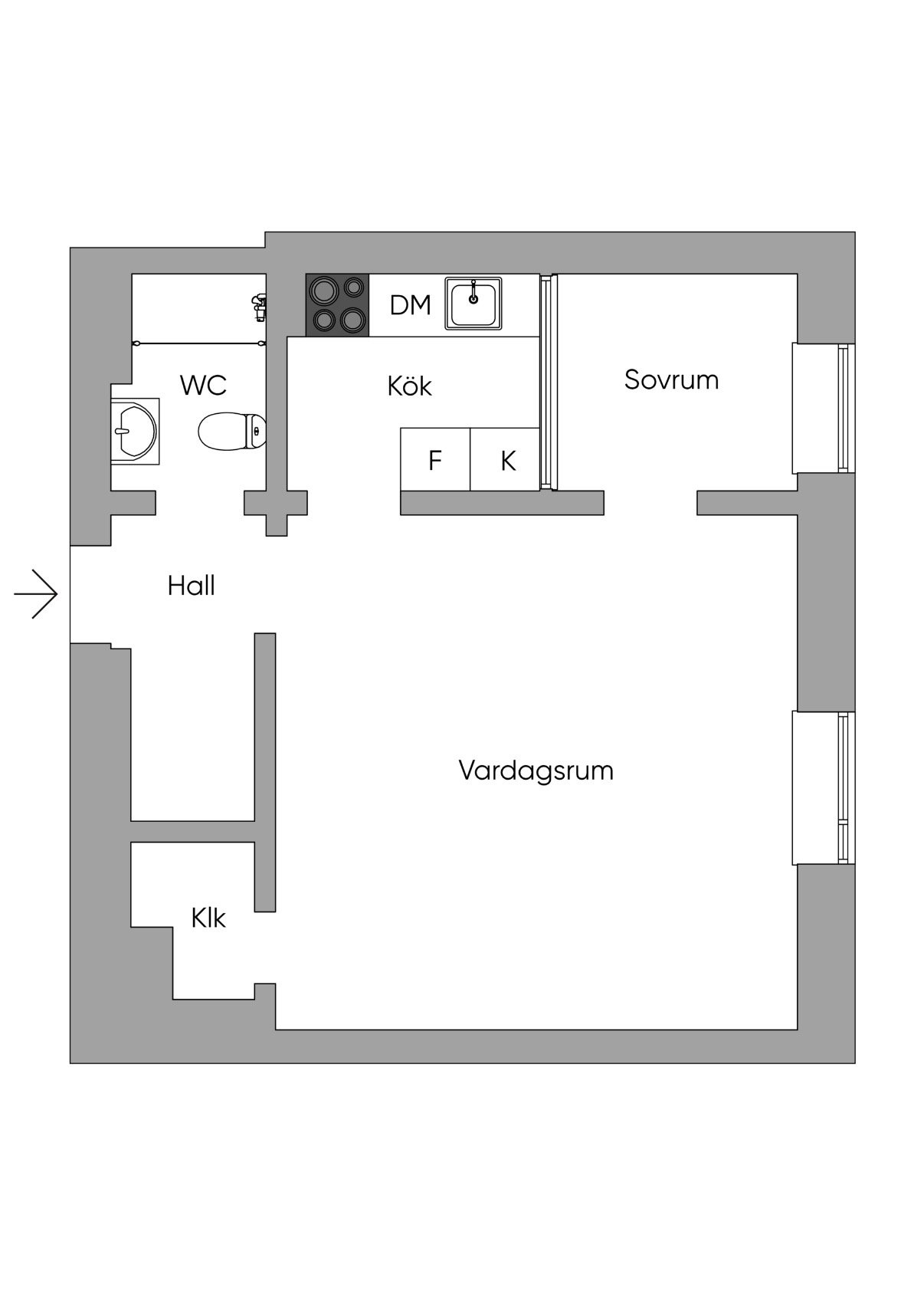 Lägenhet, 2 rooms, 38 sqm, Stockholm
