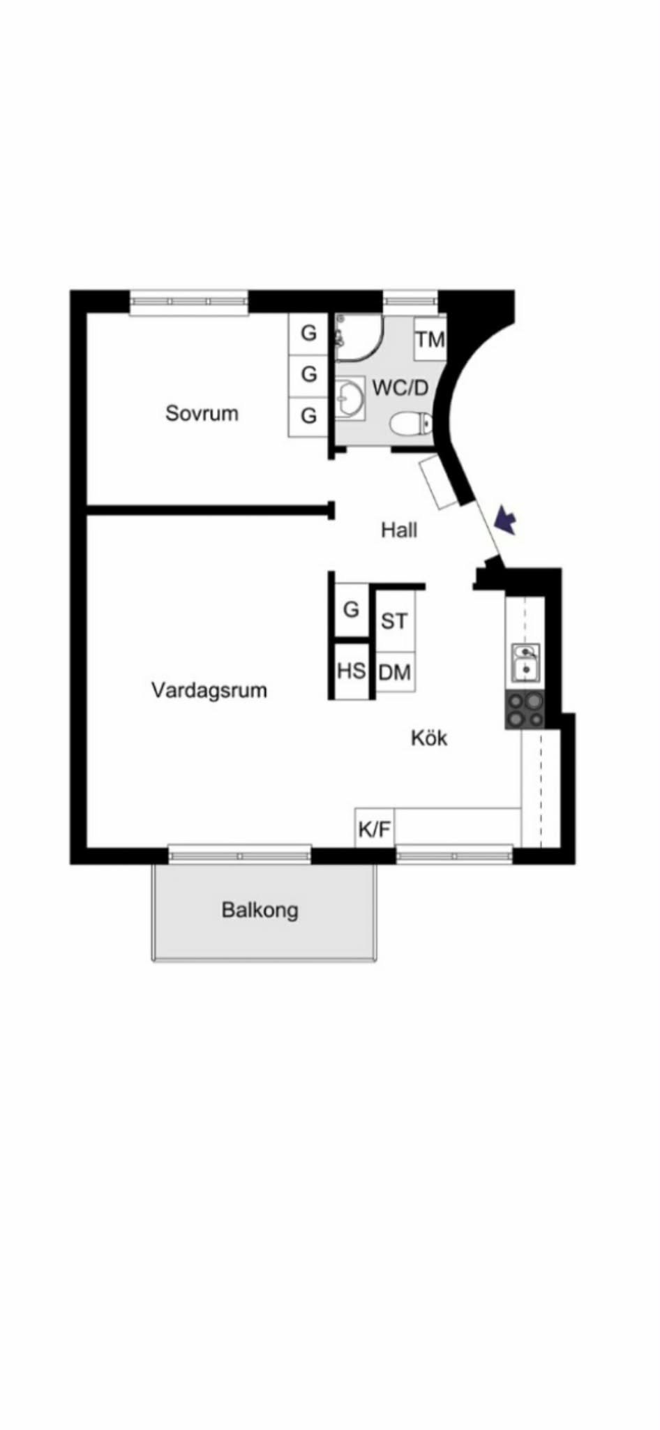 Lägenhet, 2 rooms, 42 sqm, Bromma