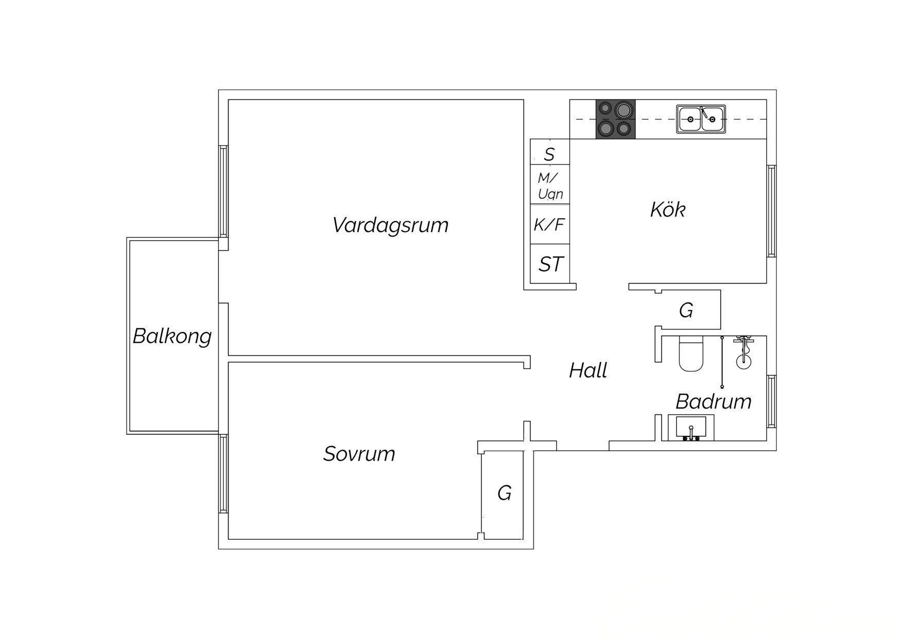 Lägenhet, 2 rooms, 50 sqm, Göteborg