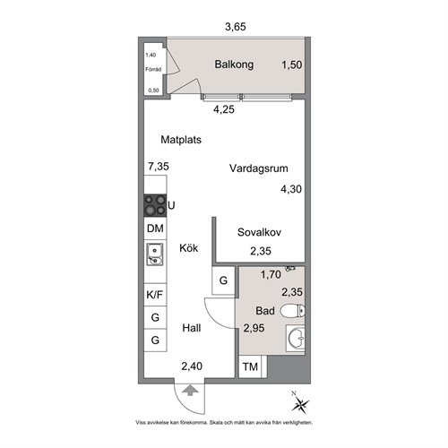 Lägenhet, 1 rooms, 31 sqm, Kungsbacka