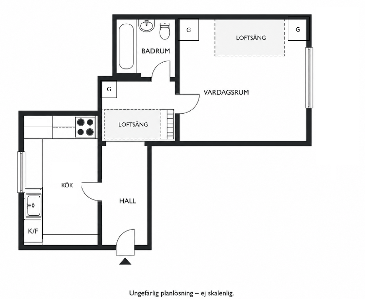 Lägenhet, 2 rooms, 55 sqm, Stockholm