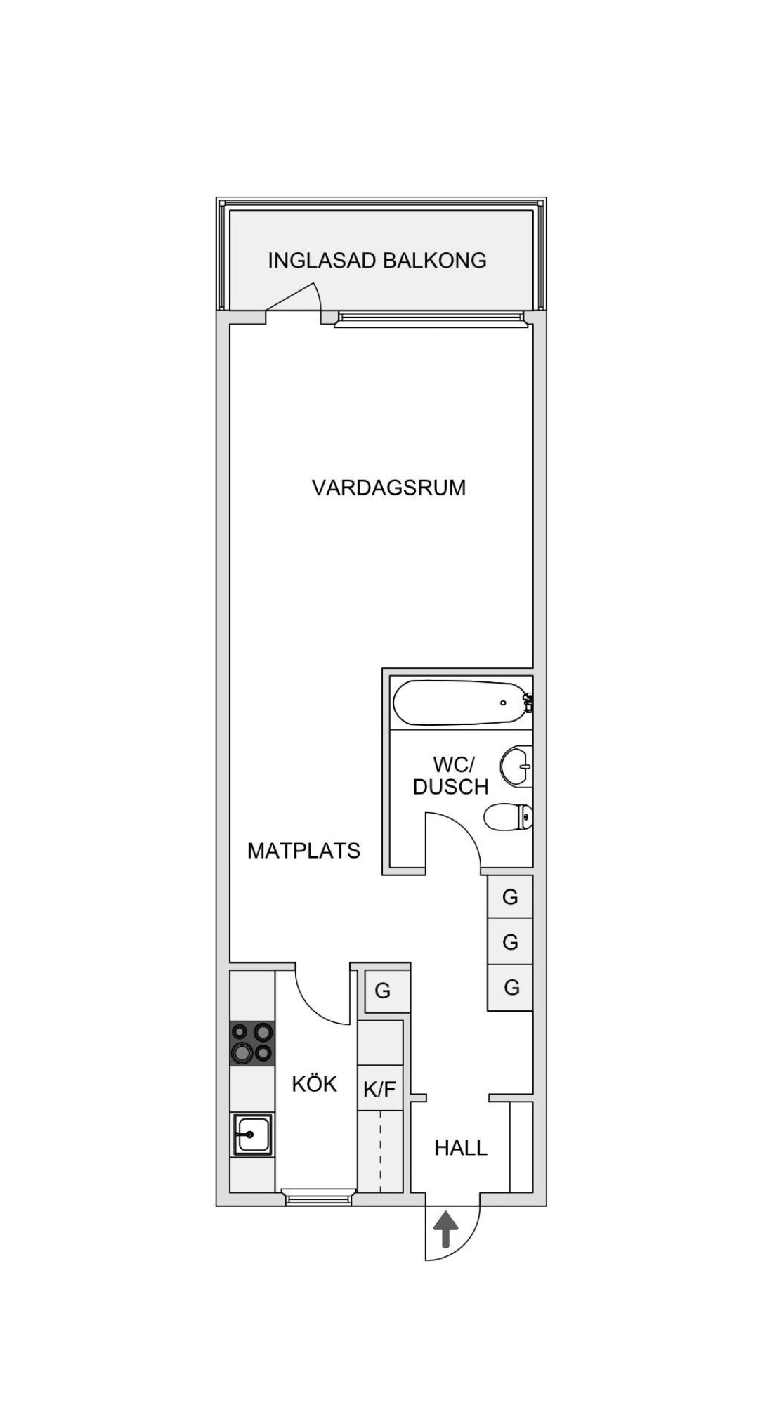 Lägenhet, 1 rooms, 42 sqm, Östersund