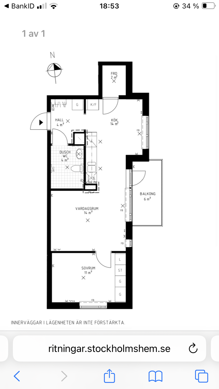 Lägenhet, 2 rum, 50 kvm, Bromma