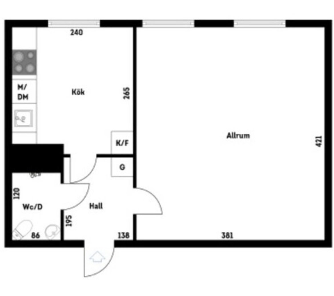 Lägenhet, 1 rooms, 28 sqm, Älvsjö