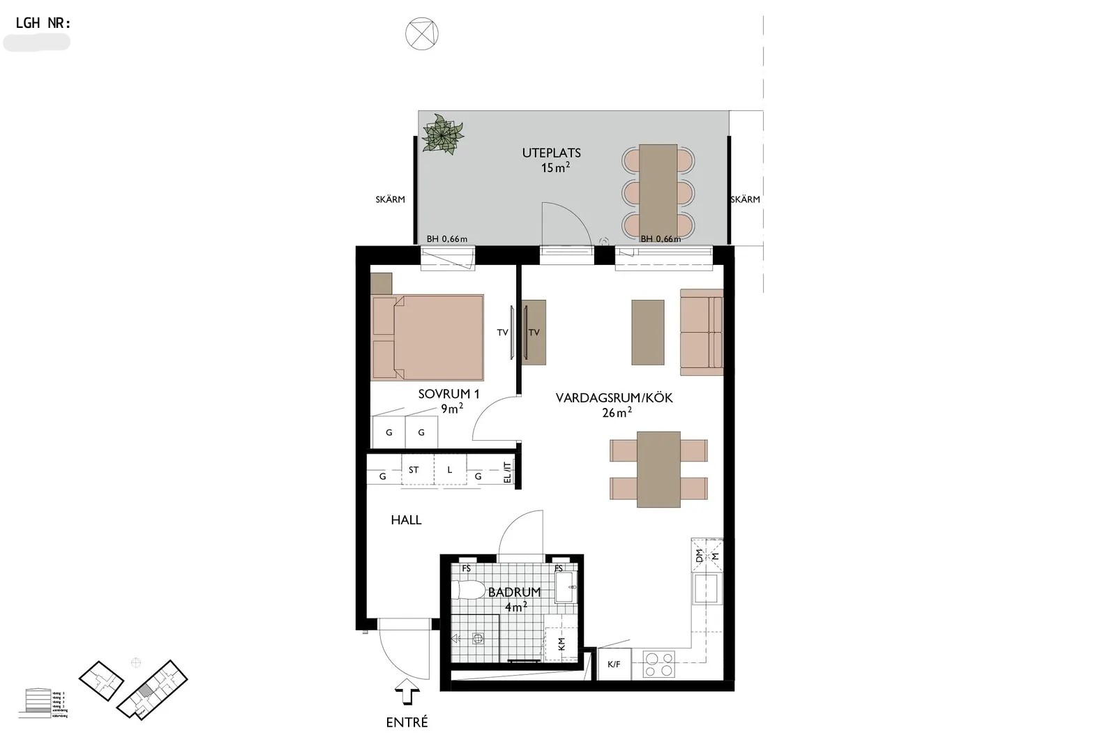 Lägenhet, 2 rooms, 48 sqm, Uppsala