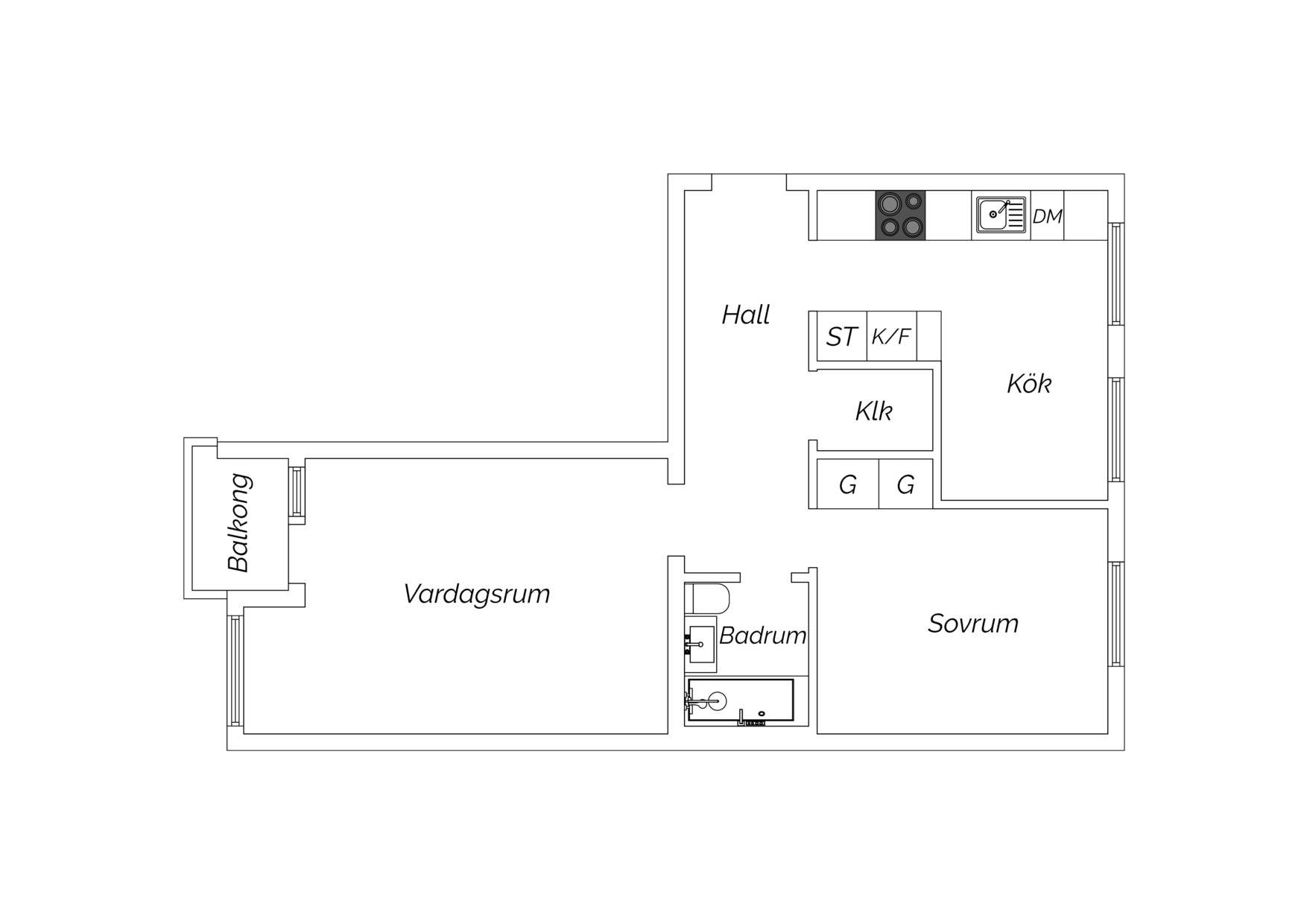 Lägenhet, 2 rooms, 59 sqm, Malmö