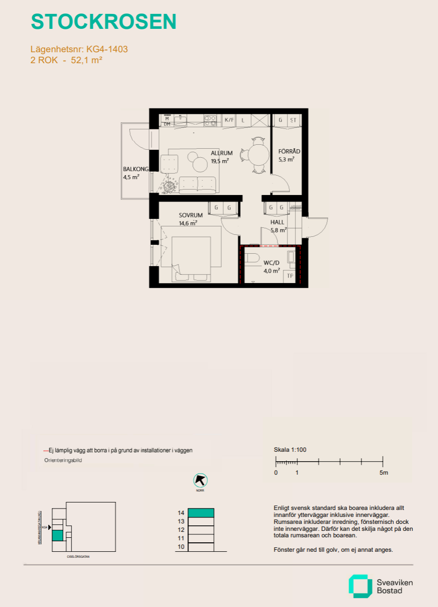 Lägenhet, 2 rooms, 52 sqm, Nyköping
