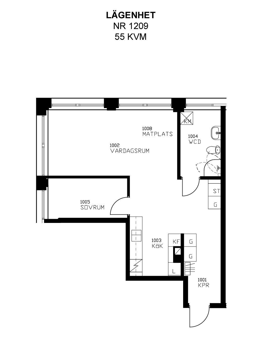 Lägenhet, 2 rooms, 55 sqm, Borås