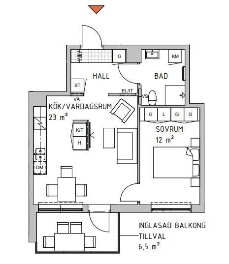 Lägenhet, 2 rum, 47 kvm, Göteborg