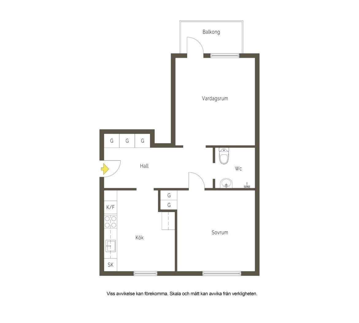 1-bed apartment, 55 m²