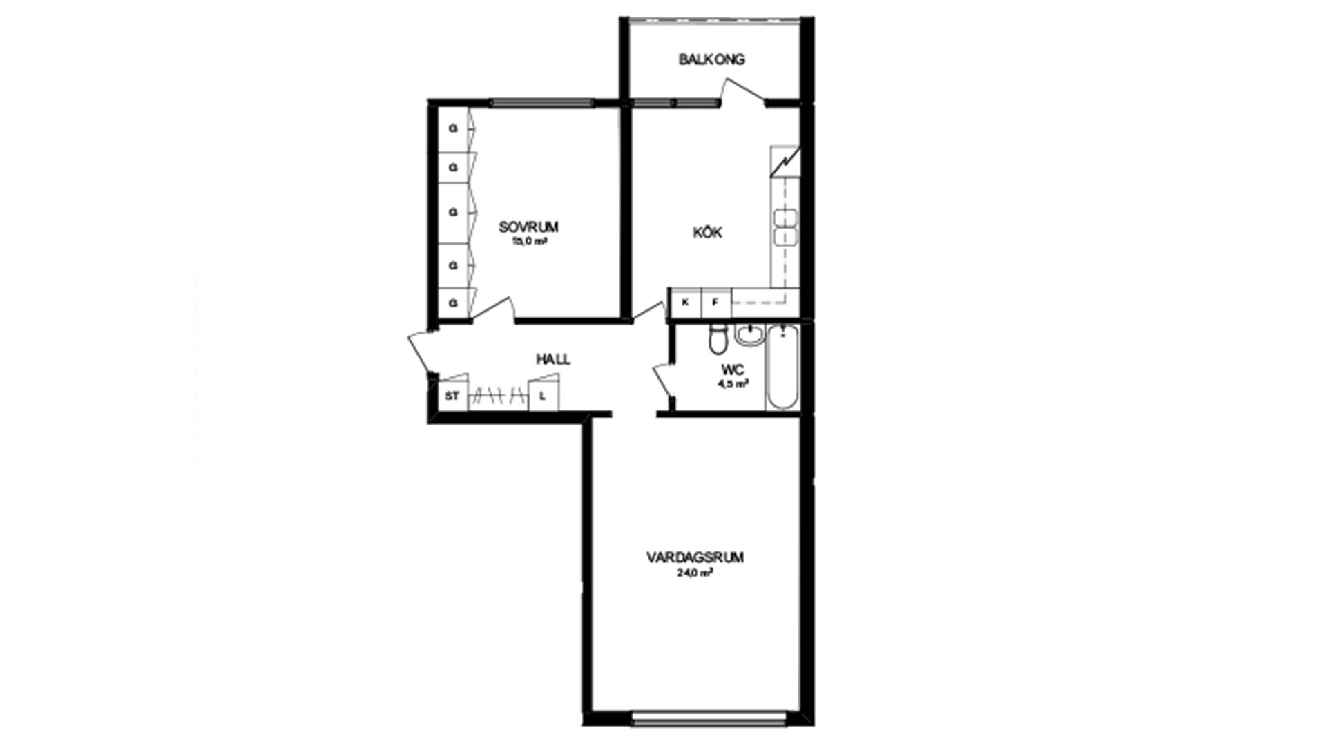 Lägenhet, 2 rum, 64 kvm, Västerås