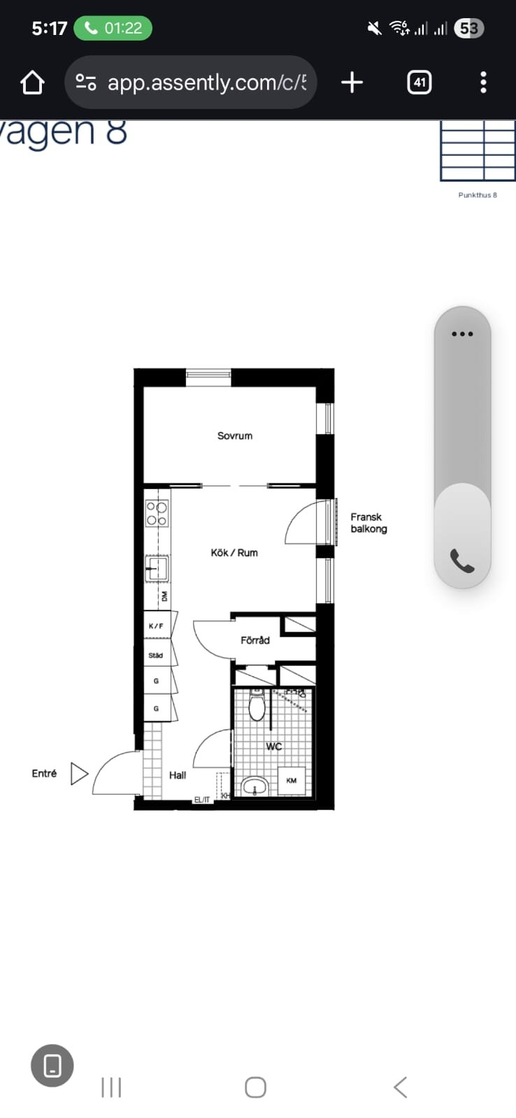 Lägenhet, 2 rooms, 33 sqm, Tumba
