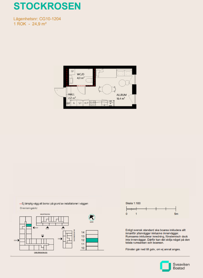 Lägenhet, 1 rooms, 24 sqm, Nyköping