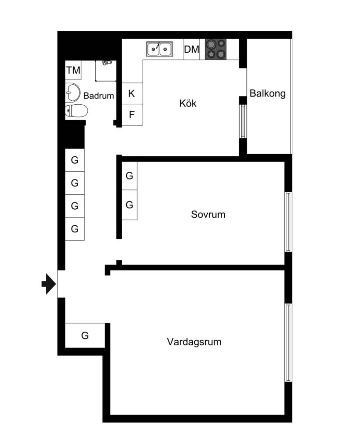 Lägenhet, 2 rooms, 59 sqm, Solna
