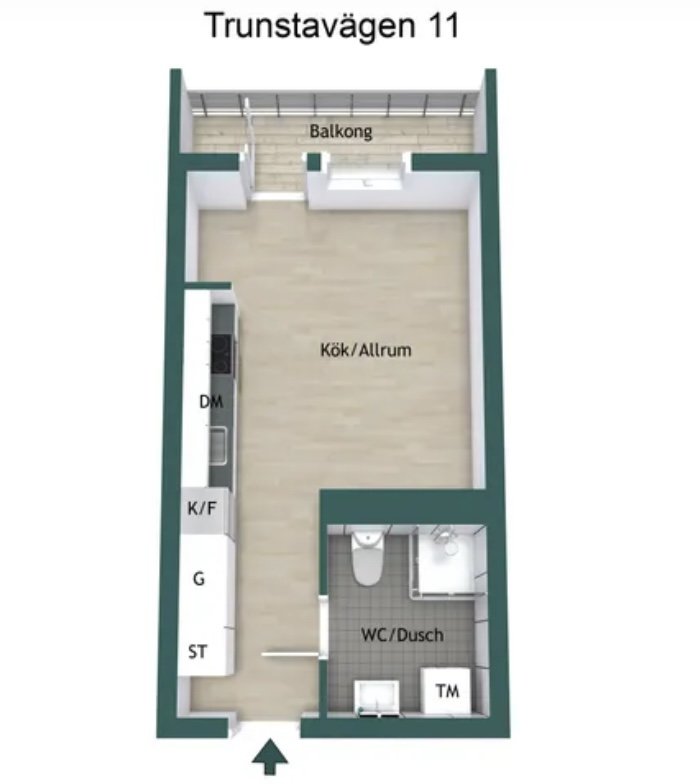 Lägenhet, 1 rooms, 27 sqm, Knivsta