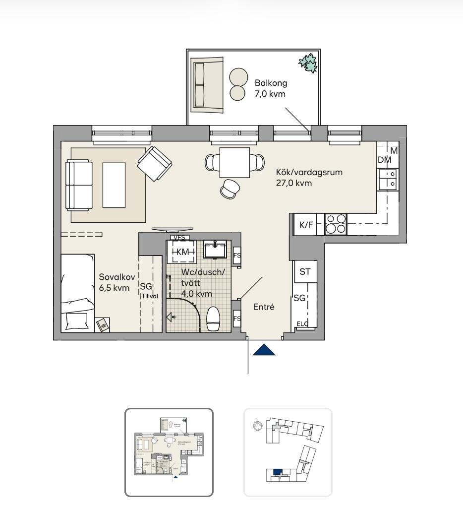 Lägenhet, 1 rum, 40 kvm, Limhamn
