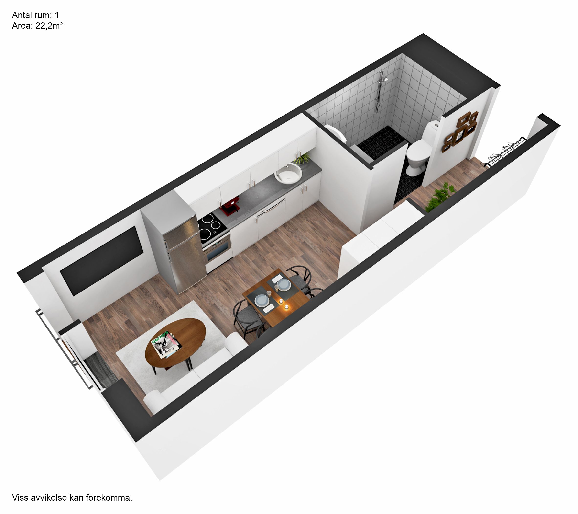 Lägenhet, 1 rooms, 22 sqm, Karlstad