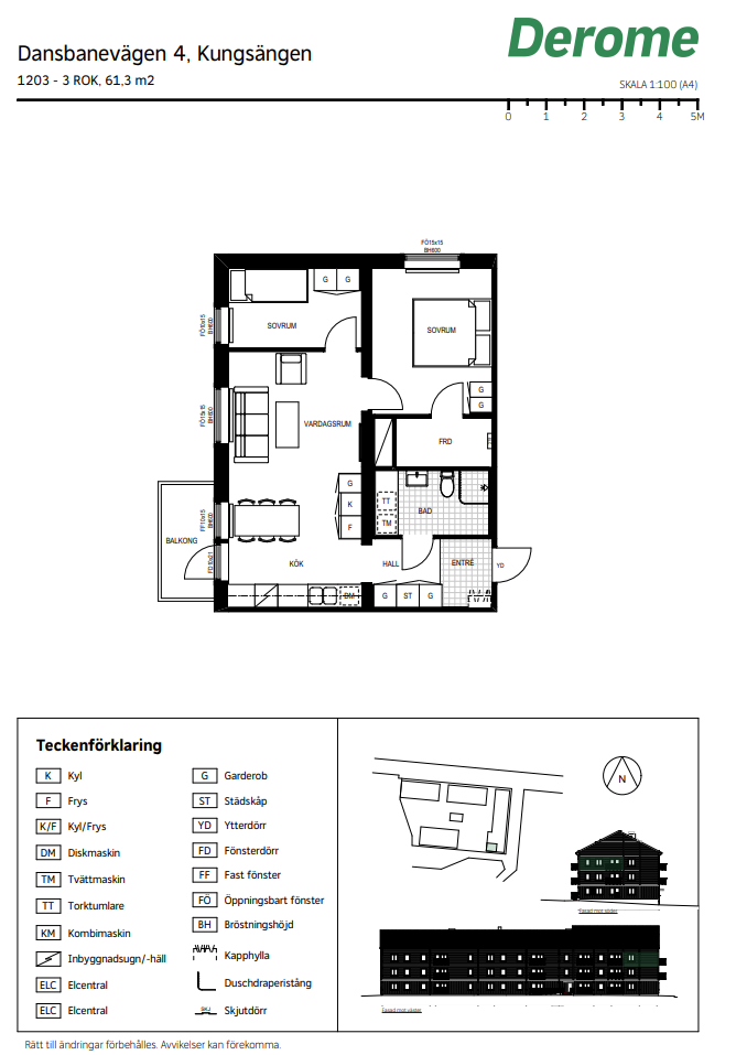 Lägenhet, 3 rooms, 61 sqm, Kungsängen