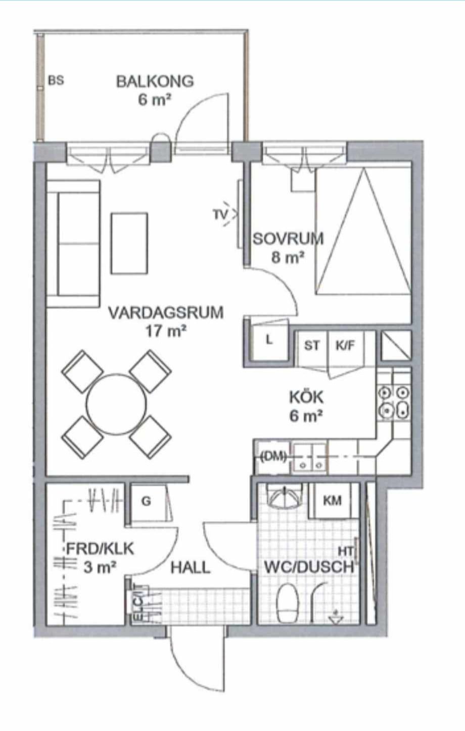 Lägenhet, 2 rooms, 44 sqm, Uppsala