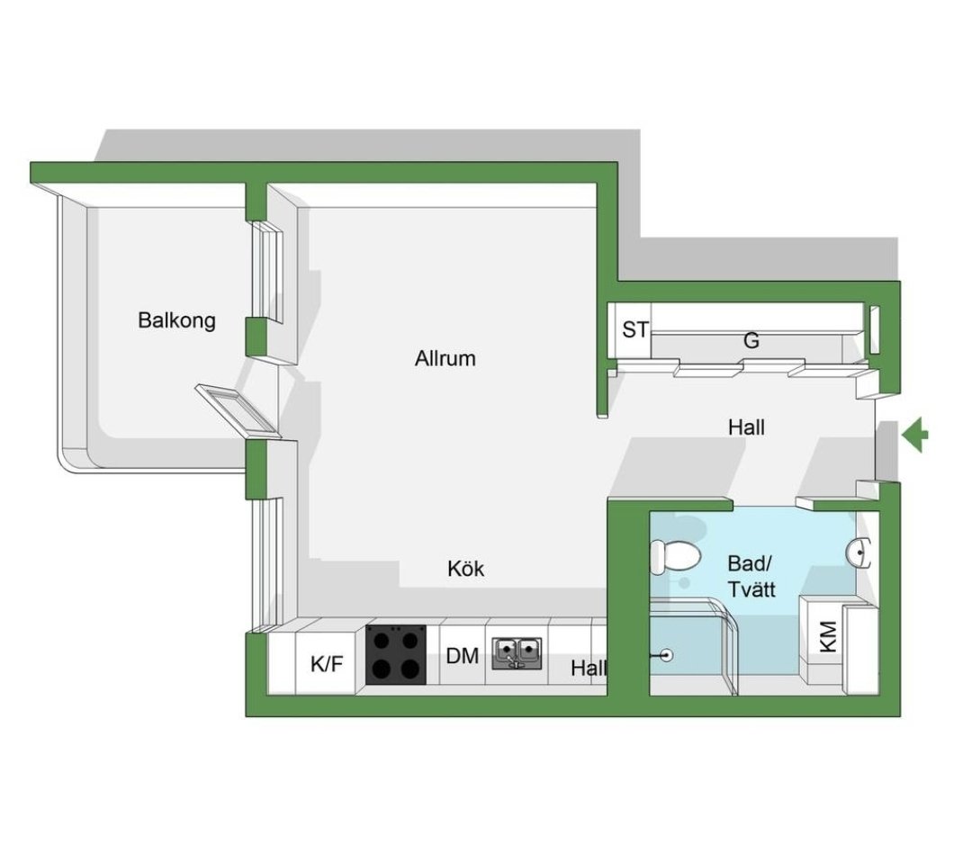 Lägenhet, 1 rooms, 29 sqm, Malmö