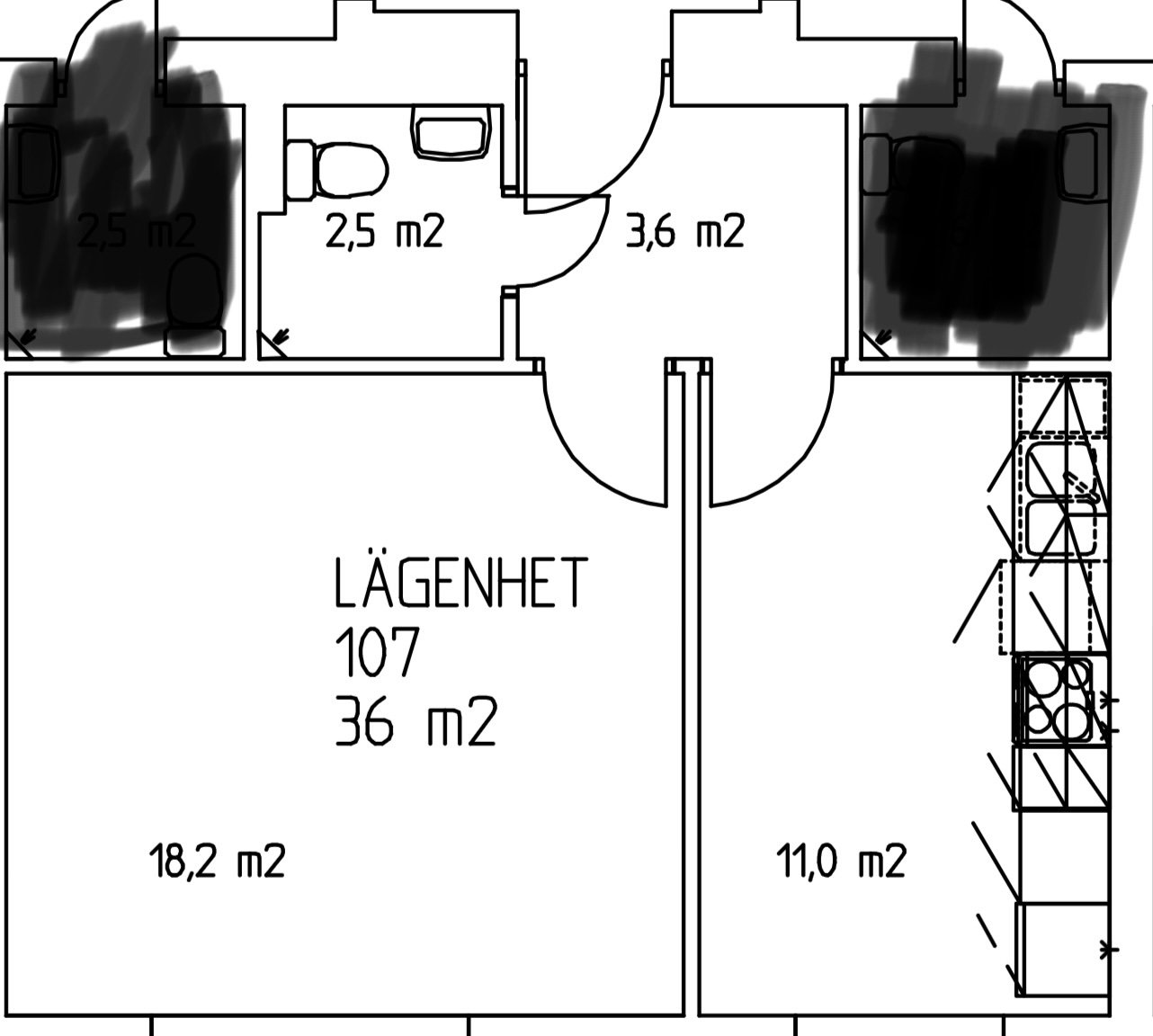 Lägenhet, 1 rooms, 36 sqm, Hästveda