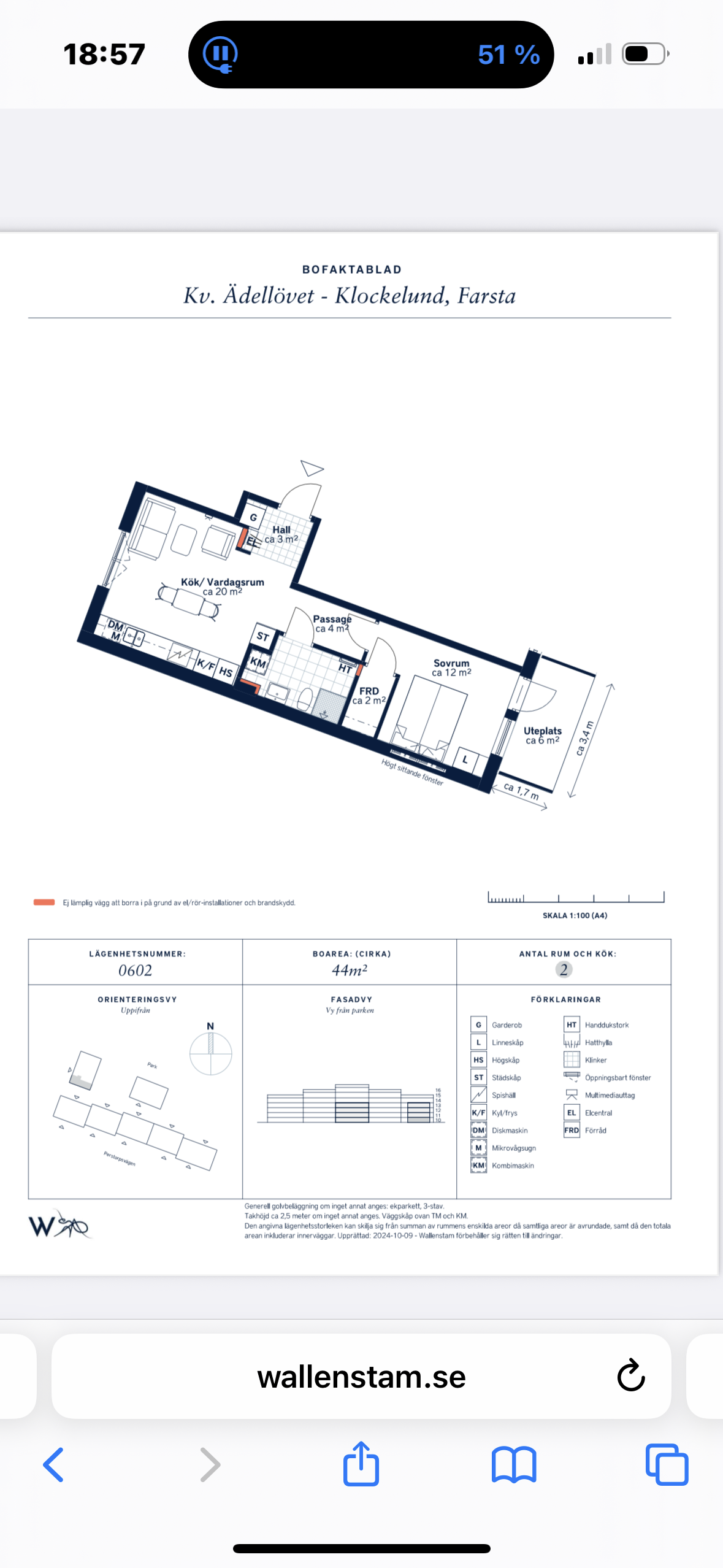 Lägenhet, 2 rooms, 44 sqm, Farsta