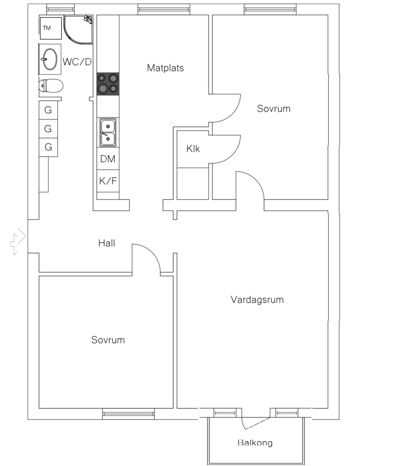 Lägenhet, 3 rooms, 82 sqm, Markaryd