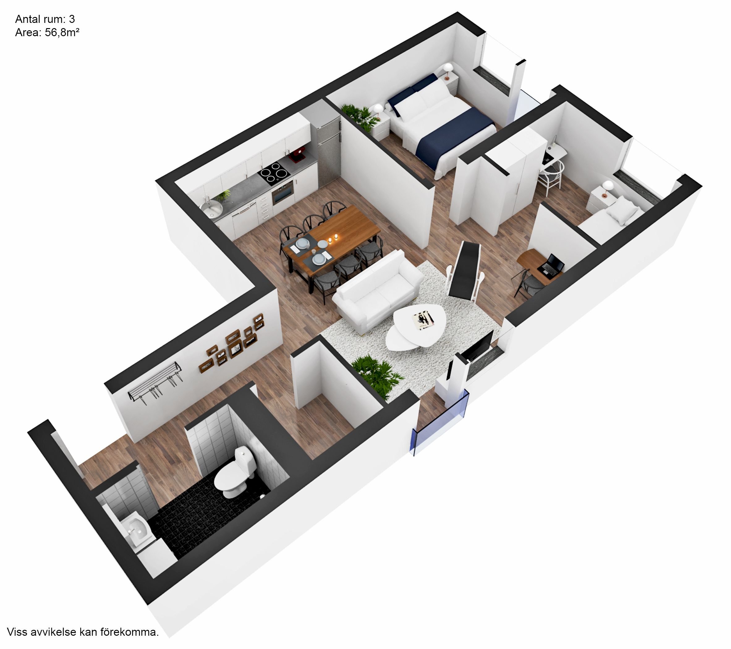 Lägenhet, 3 rum, 56 kvm, Karlstad