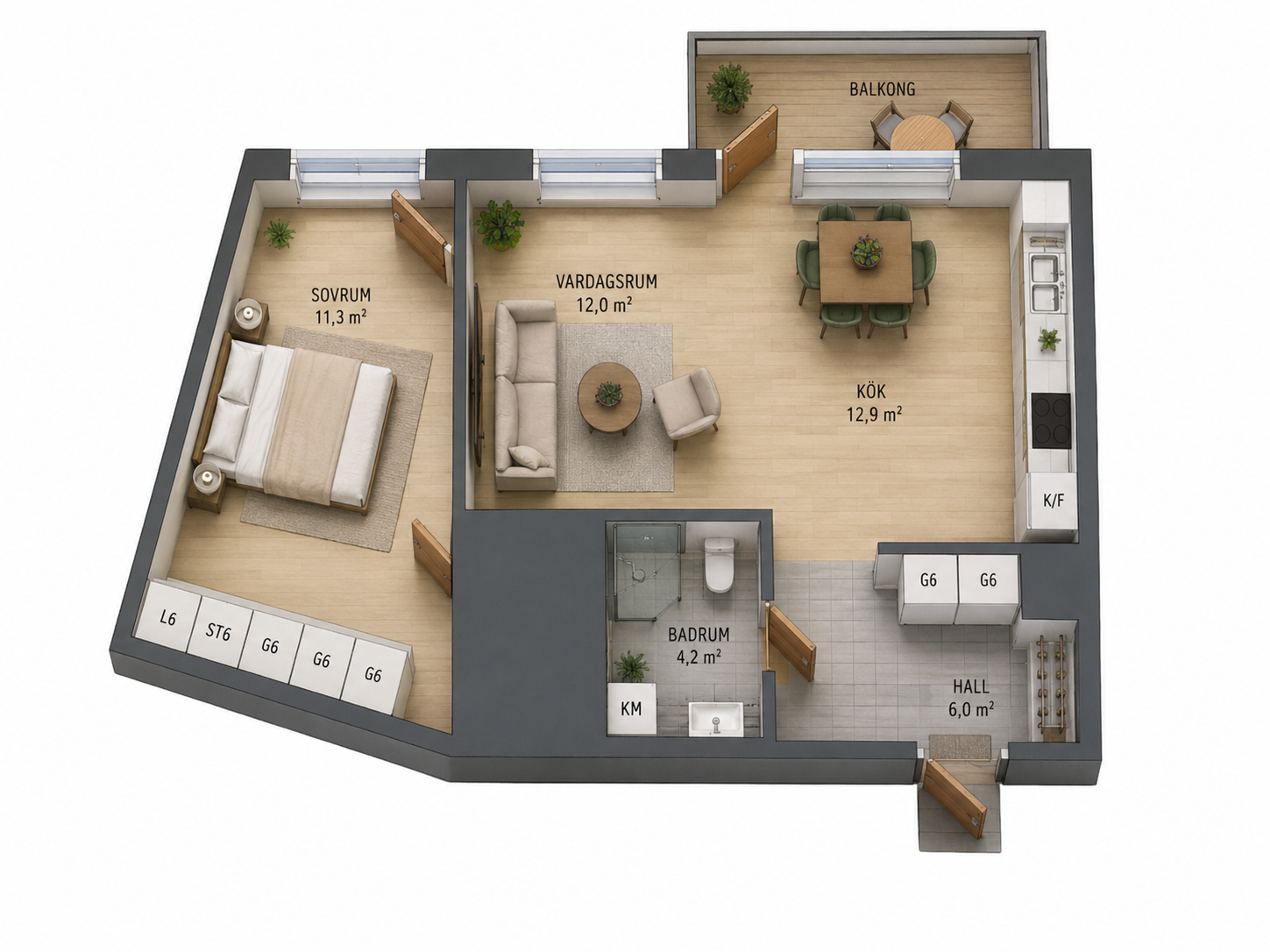 Lägenhet, 2 rooms, 53 sqm, Stockholm