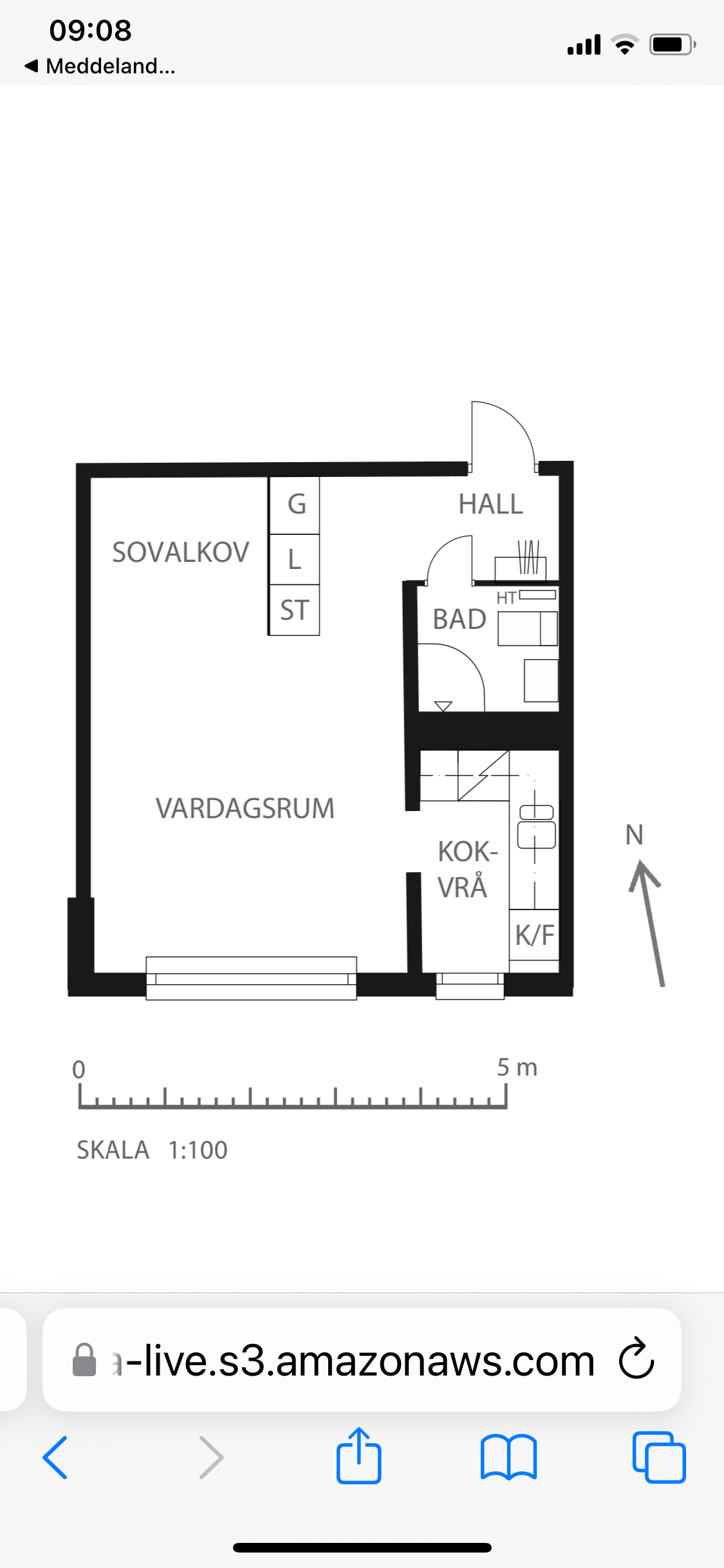 Lägenhet, 1 rooms, 32 sqm, Askim