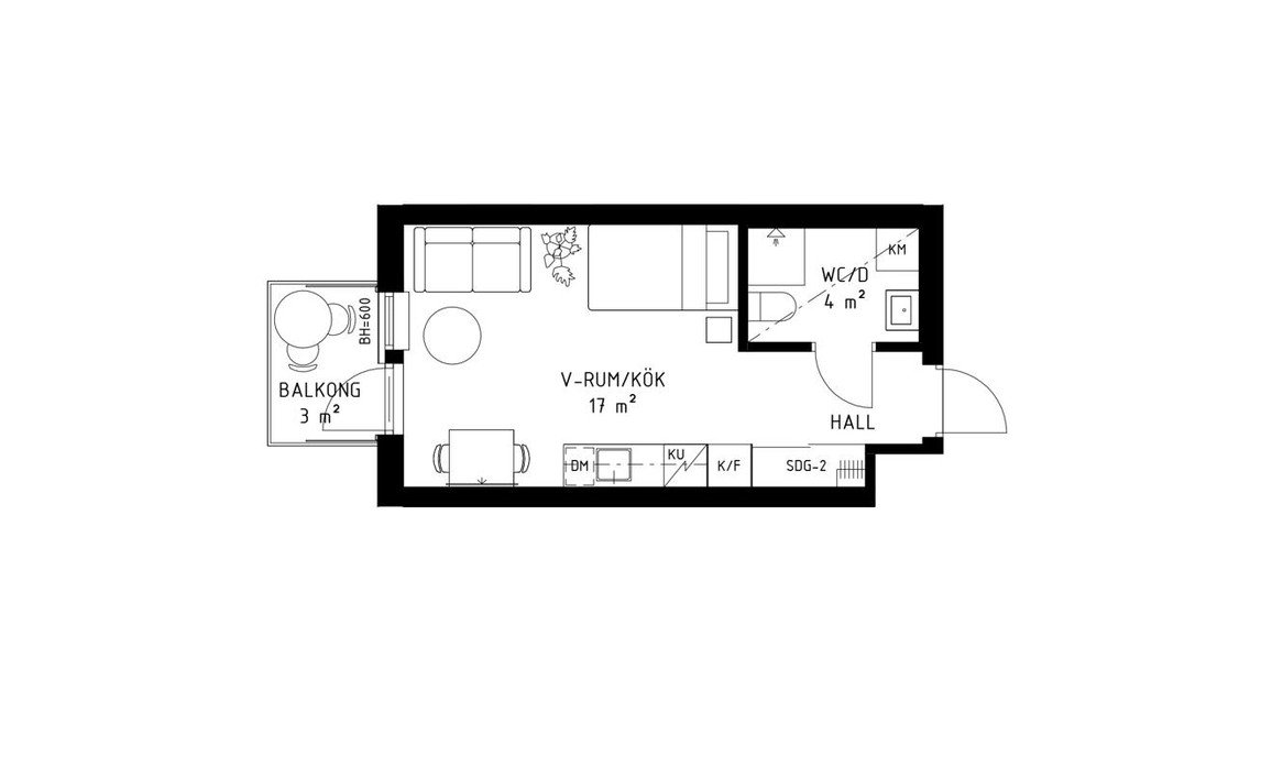 Lägenhet, 1 rooms, 26 sqm, Danderyd