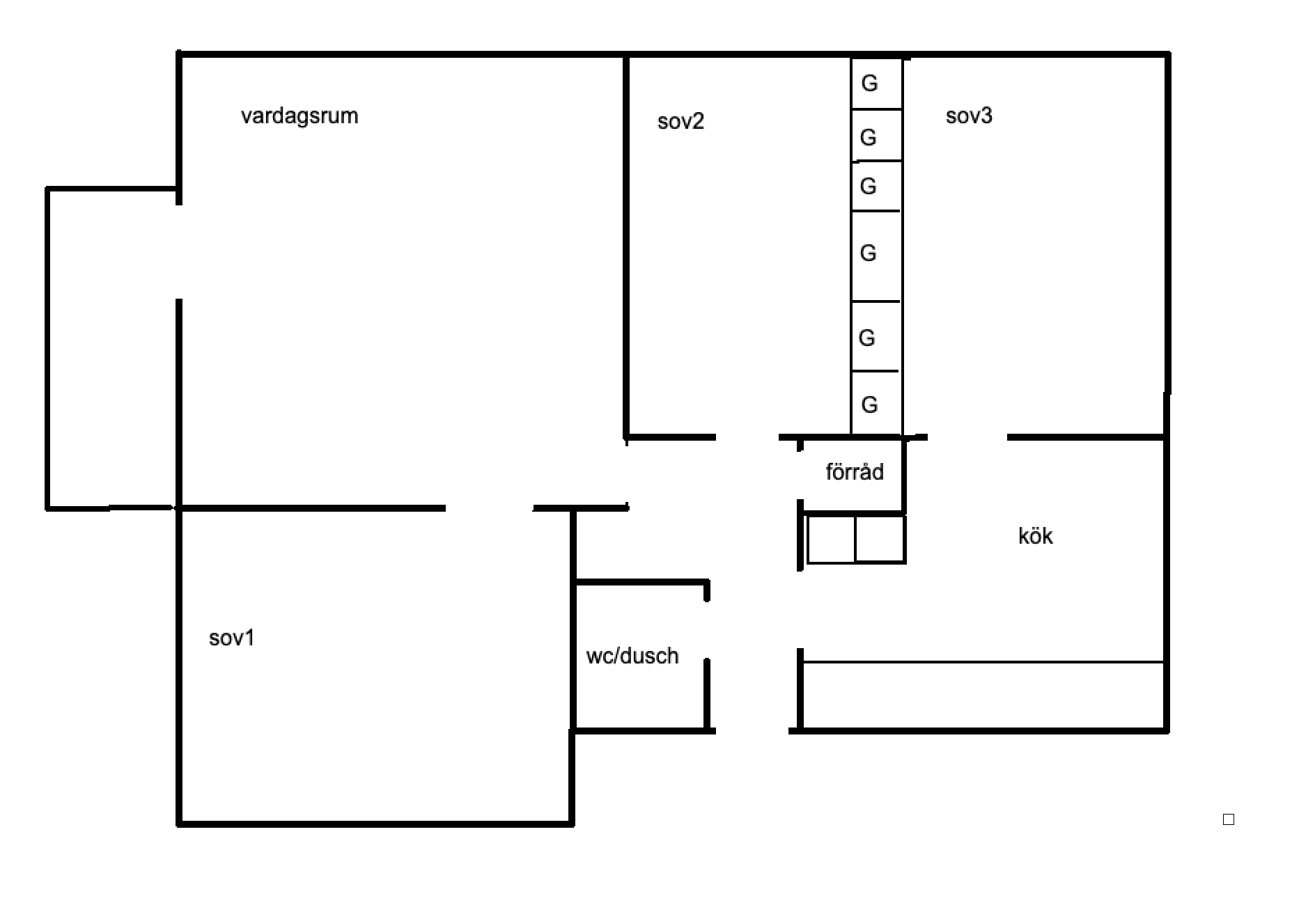 Lägenhet, 4 rooms, 80 sqm, Holmsund