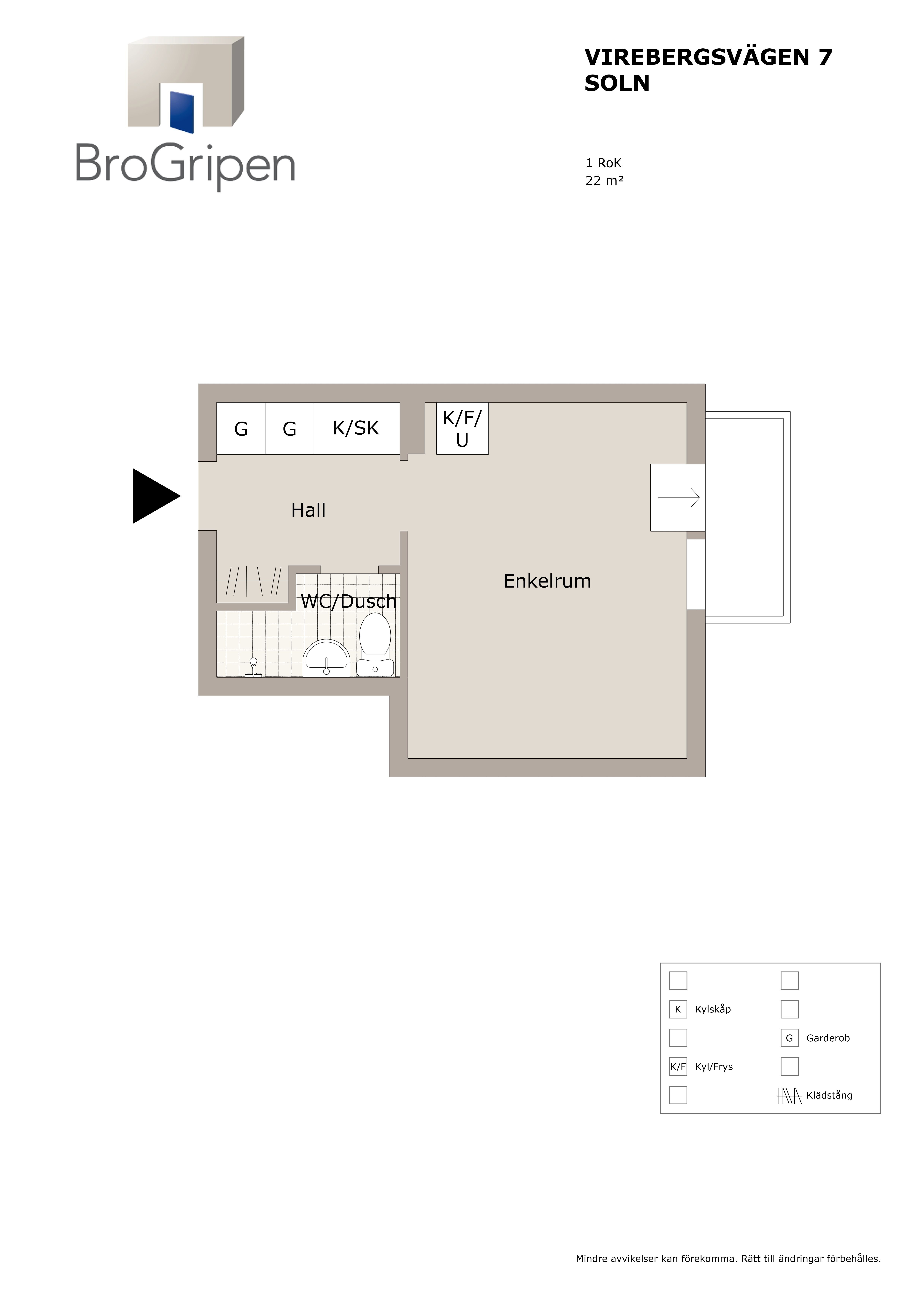 Lägenhet, 1 rooms, 22 sqm, Solna