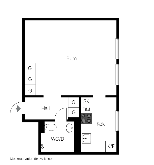 Lägenhet, 1 rooms, 32 sqm, Älvsjö