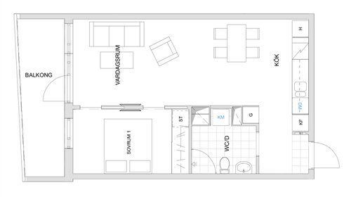 Lägenhet, 2 rooms, 49 sqm, Hässelby