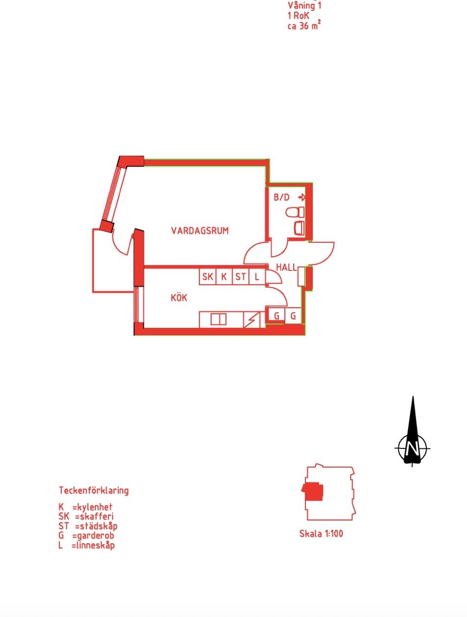 Lägenhet, 1 rooms, 36 sqm, Uddevalla